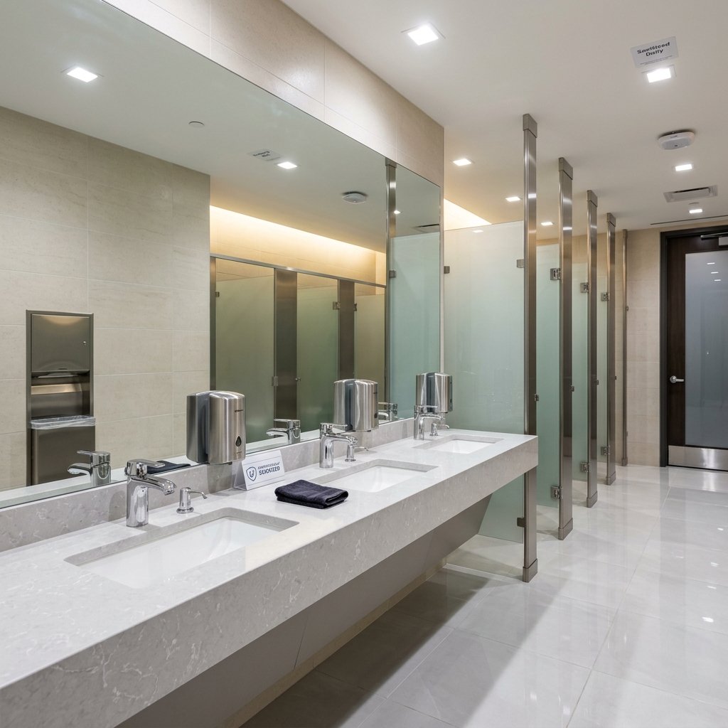 Immaculate commercial facility restroom sanitization